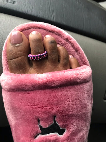 Mini pink toe ring